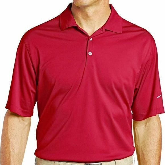 NIKE GOLF Men 358324 DriFit UV TECH Stretch Polo Jersey Short Sleeve Shirt Red M - Picture 2 of 7